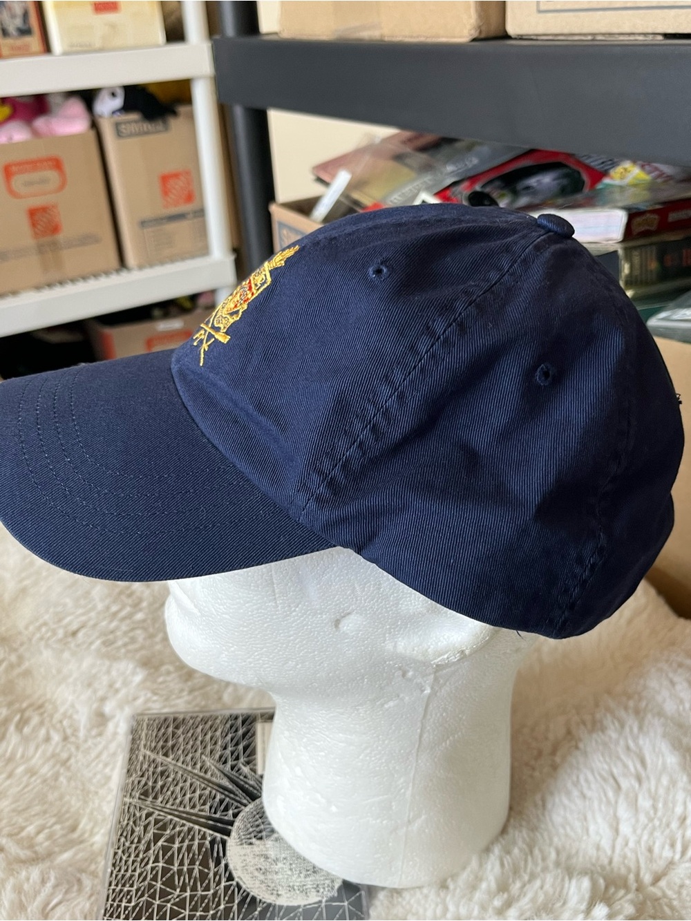 Polo by Ralph Lauren Navy Baseball Cap with Gold Crest Embroidery - Picture 4 of 14